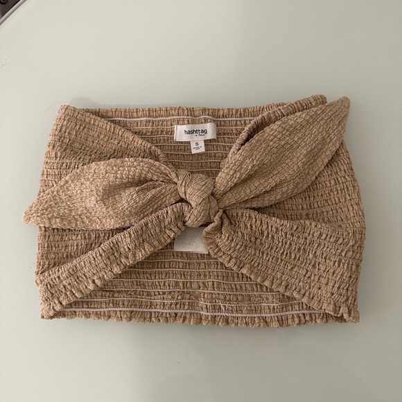 Tan Smocked Crop Top - Picture 1 of 1